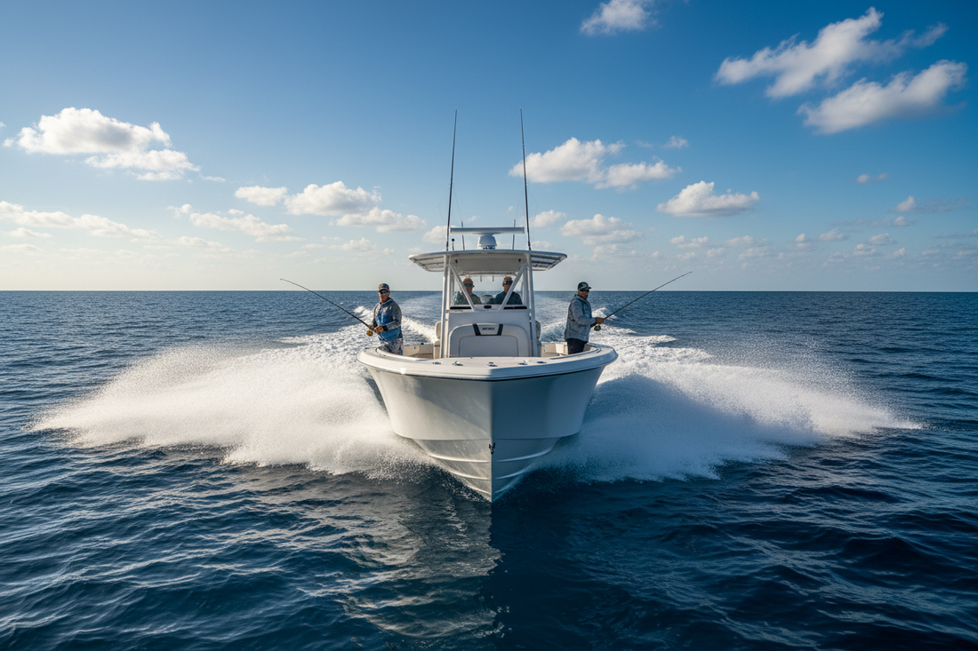 Power-Pole MOVE vs. Minn Kota QUEST trolling motor comparison — offshore center console on open water