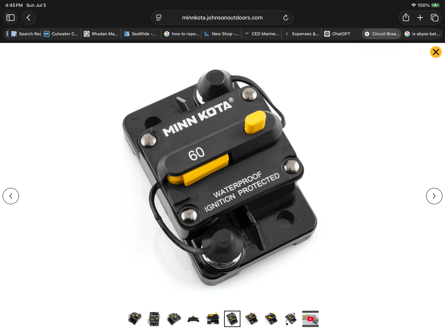 Minn Kota MKR-27 60 amp Circuit Breaker