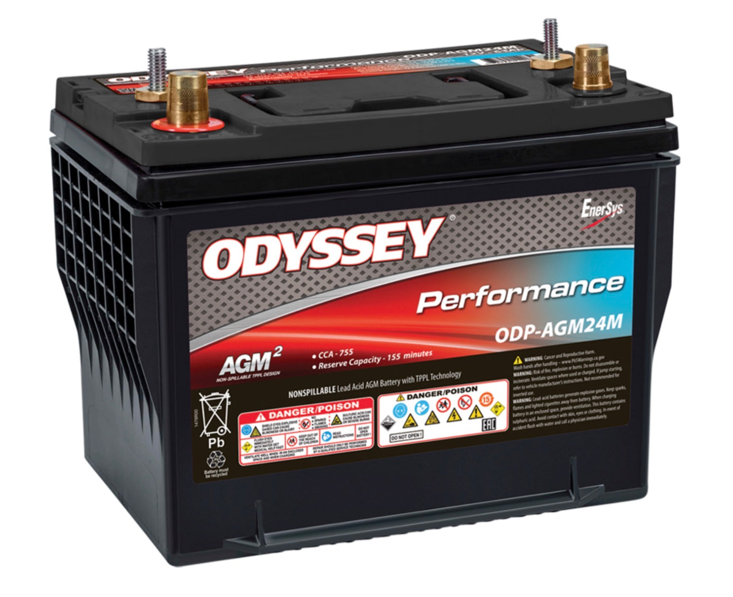 ODYSSEY Performance Battery ODP-AGM24M | 12V 63Ah Dual-Purpose Marine Battery