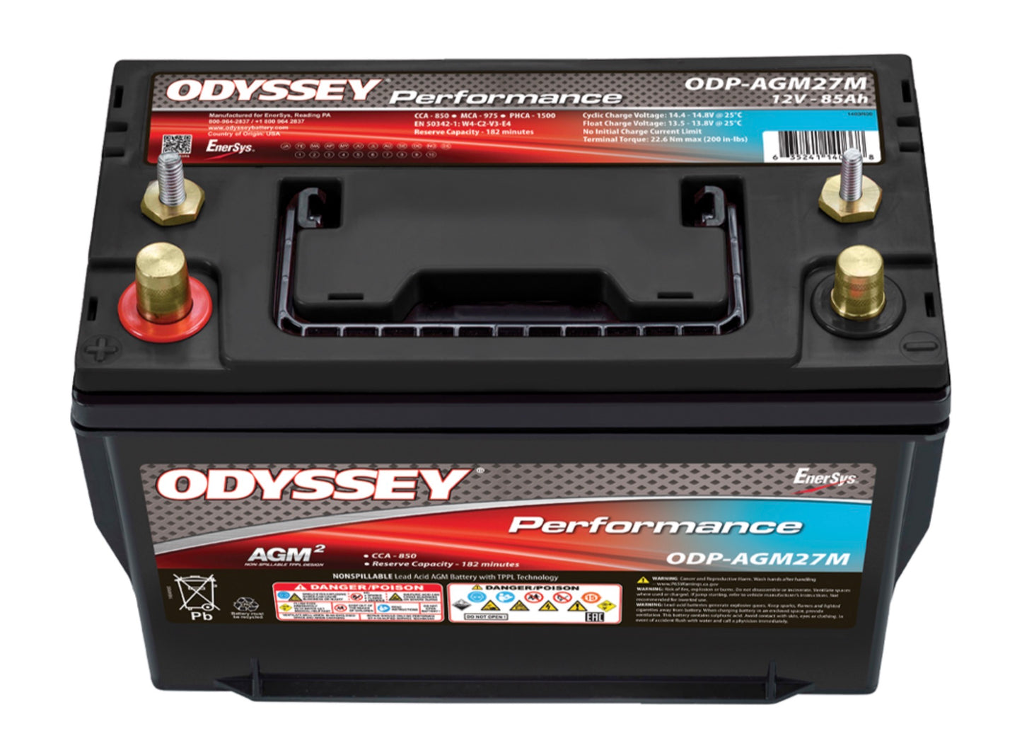 ODYSSEY Performance Battery ODP-AGM27M | 12V 85Ah Dual-Purpose Marine Battery