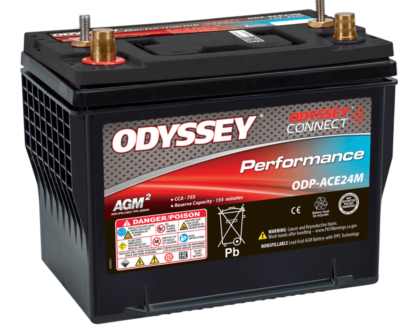 ODYSSEY Performance Battery ODP-ACE24M | 12V 63Ah AGM Marine Battery with Bluetooth Monitoring
