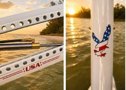 Power-Pole Blade ONE Pump BLS Dual Shallow Water Anchor System – 10 ft. | Heritage Edition (Red, White & Blue) | PP-2-BLS-10-250E